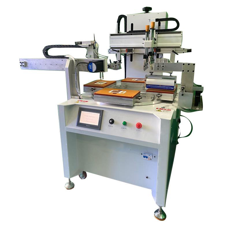 Four-station turntable screen printing machine, flat screen printing machine