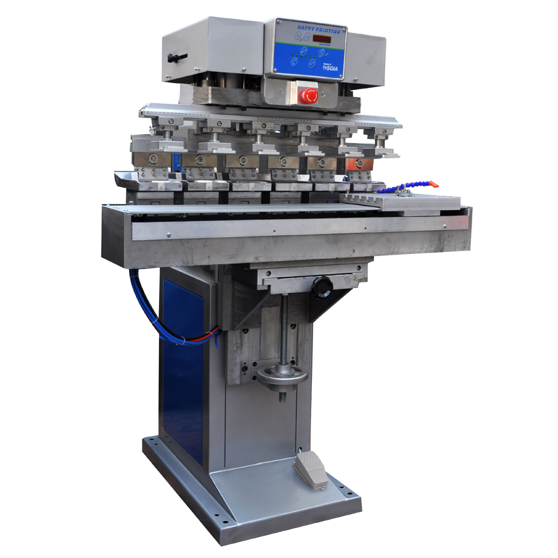 Six-color shuttle pad printing machine