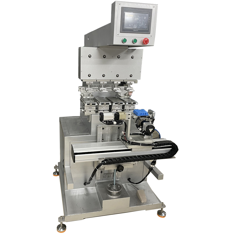 Four-color servo shuttle pad printing machine with rotating fixture